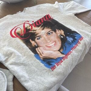 Vintage Diana Graphic Sweatshirt - Light Heather Gray with Red & Blue Print
